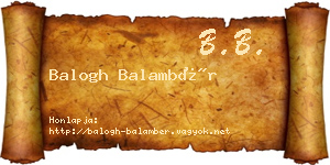 Balogh Balambér névjegykártya