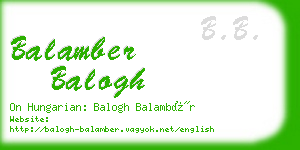 balamber balogh business card